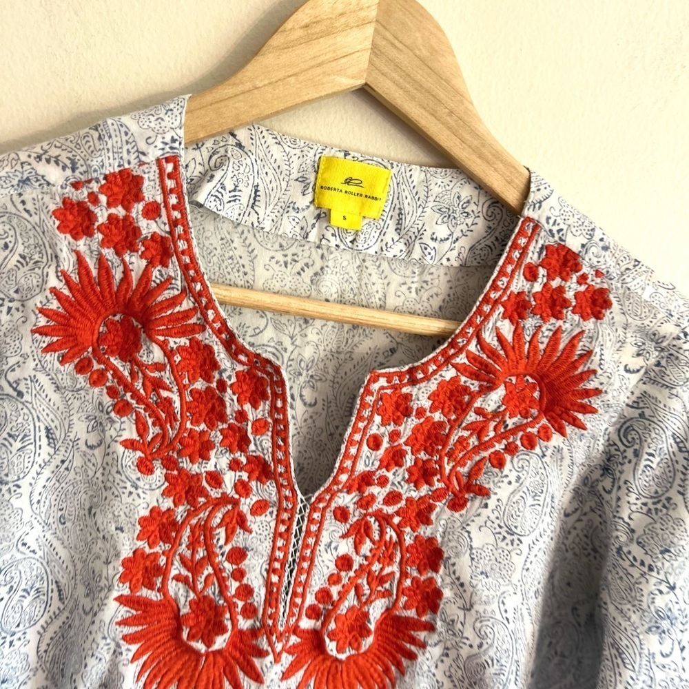 Roller Rabbit Embroidered Tunic Size Small Blue - Picture 3 of 10